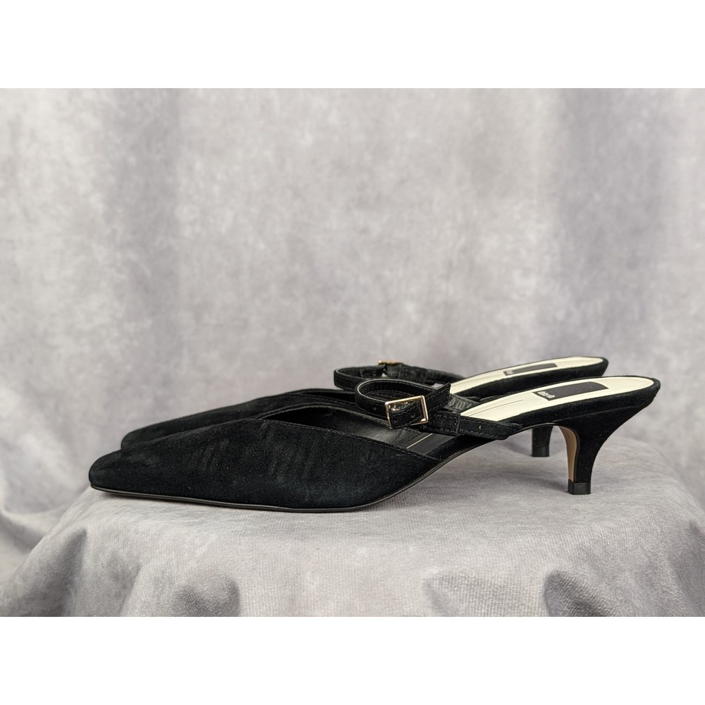 Dolce Vita Womens Black Suede Mary Jane Kitten Heel Mules Pointed Square Toe 8